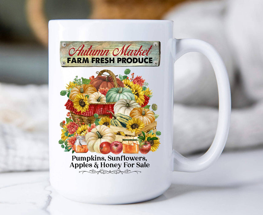 Autumn Fall Market Pumpkins Apples Coffee Mug