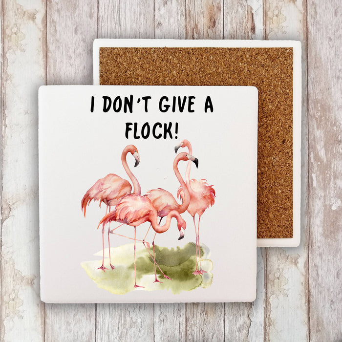 Pink Flamingo I Don't Give A Flock Stone Coaster