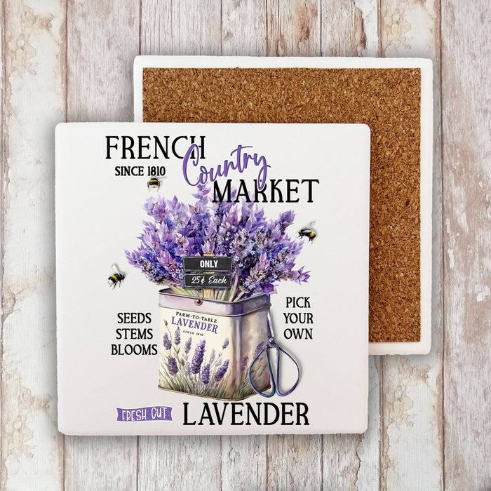 French Country Lavender Market Stone Coaster