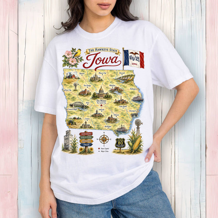 Iowa State Map Landmark T-Shirt