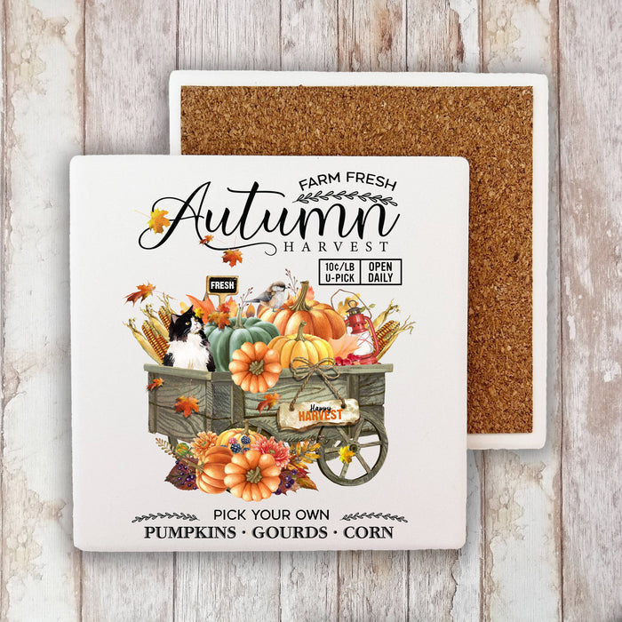 Farm Fresh Fall Autumn Harvest  Stone Coaster