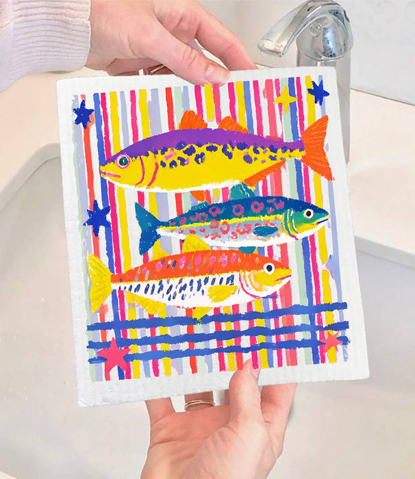 Coastal Colorful Fish Swedish Dishcloth