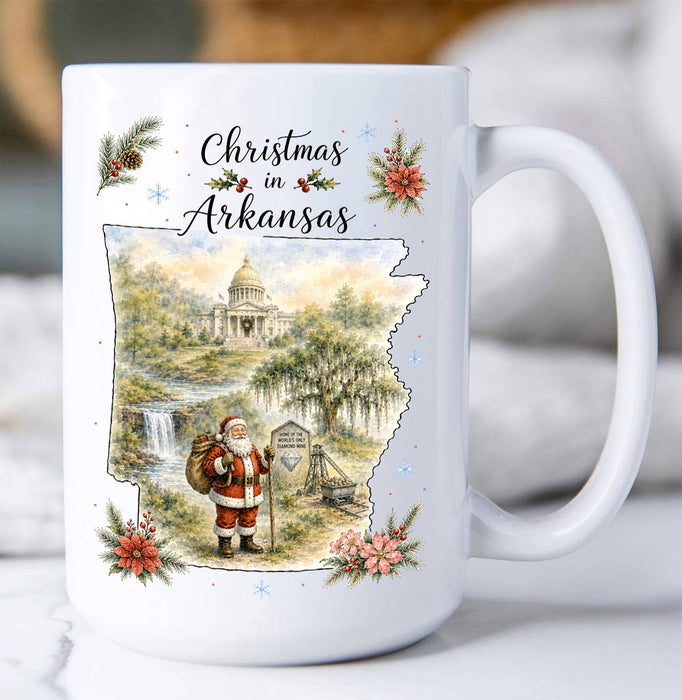 Christmas in Arkansas State Map Coffee Mug