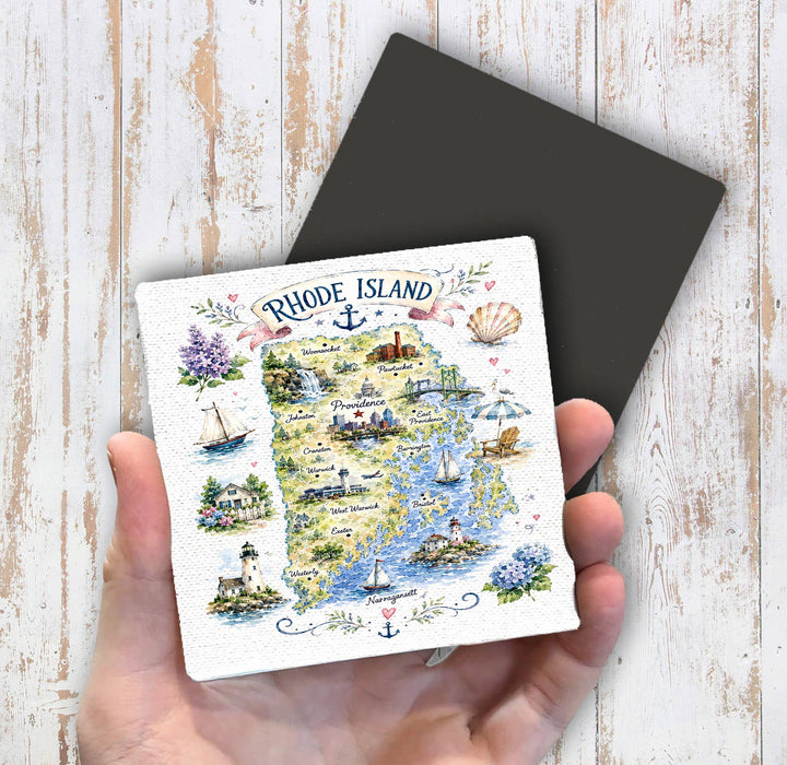 Rhode Island State Map Landmark Magnet Fridge