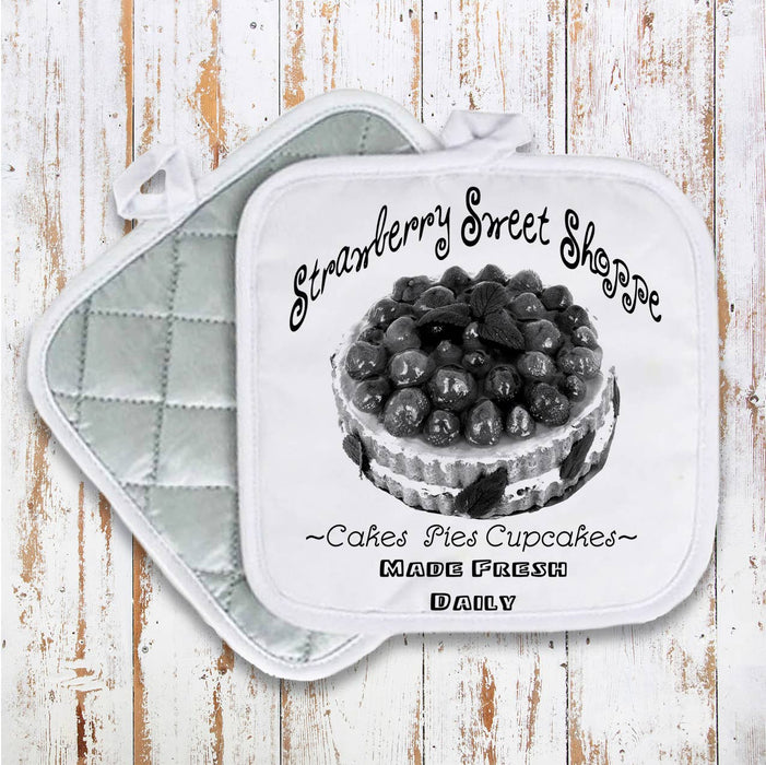 Farmers Market, Strawberries Pie, Pot Holder Oven Mitts