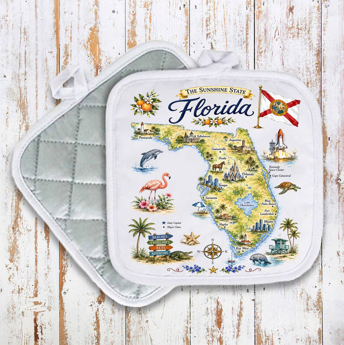 Florida State Map Landmark Pot Holder