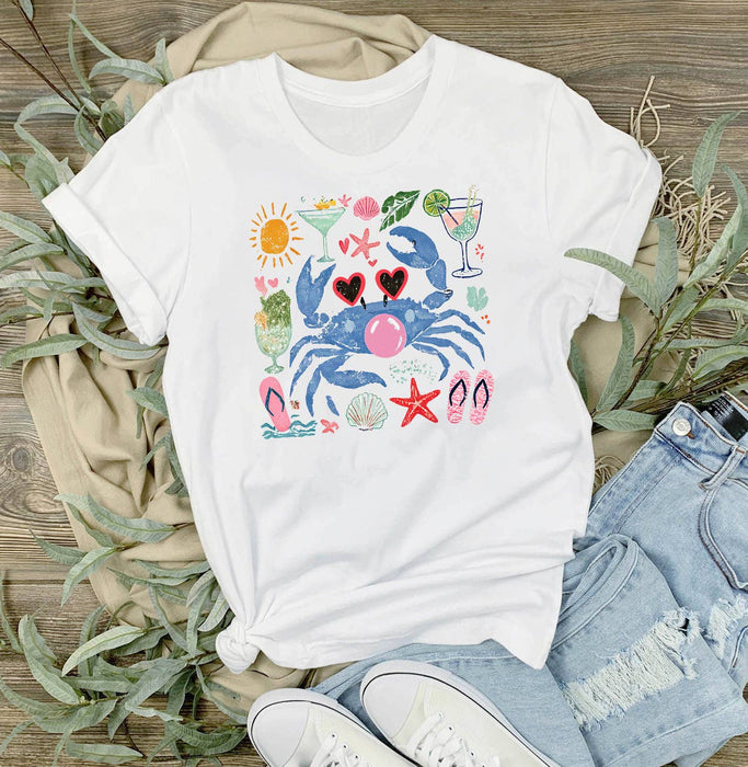 Coastal Blue Grab Blowing Bubble T-Shirt