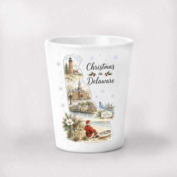 Christmas in Delaware State Map Shot Glass