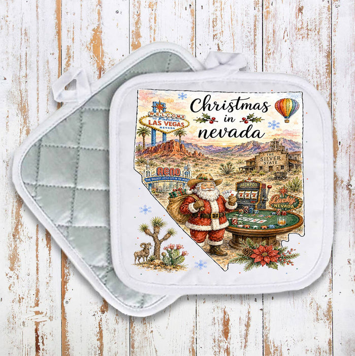 Christmas in Nevada State Map Pot Holder
