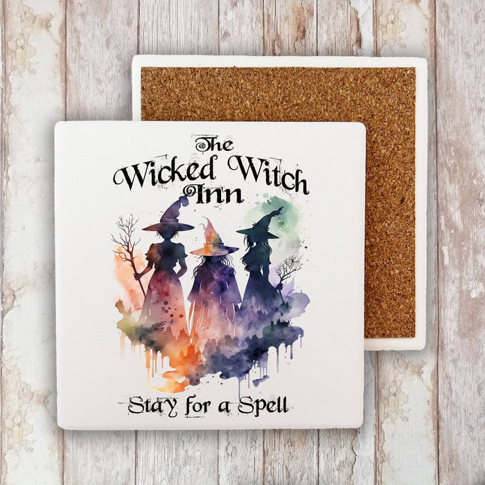 Halloween Stay for a Spell Witches Stone Coaster