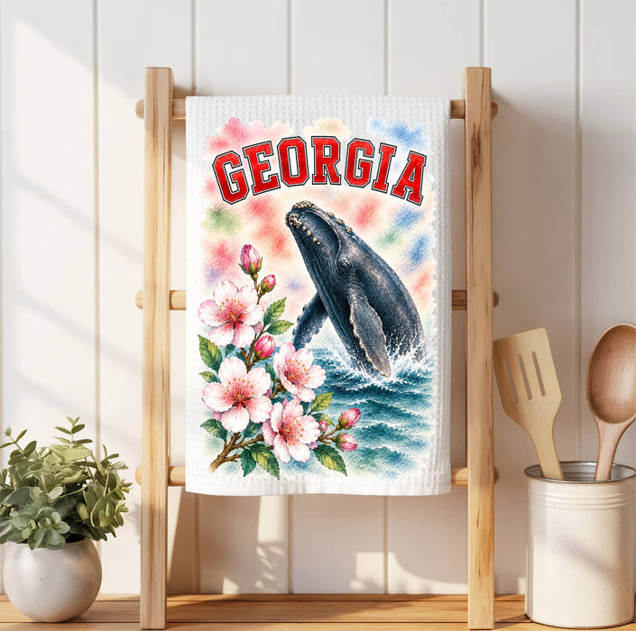 Georgia State Bird and Animal Waffle Weave Towel