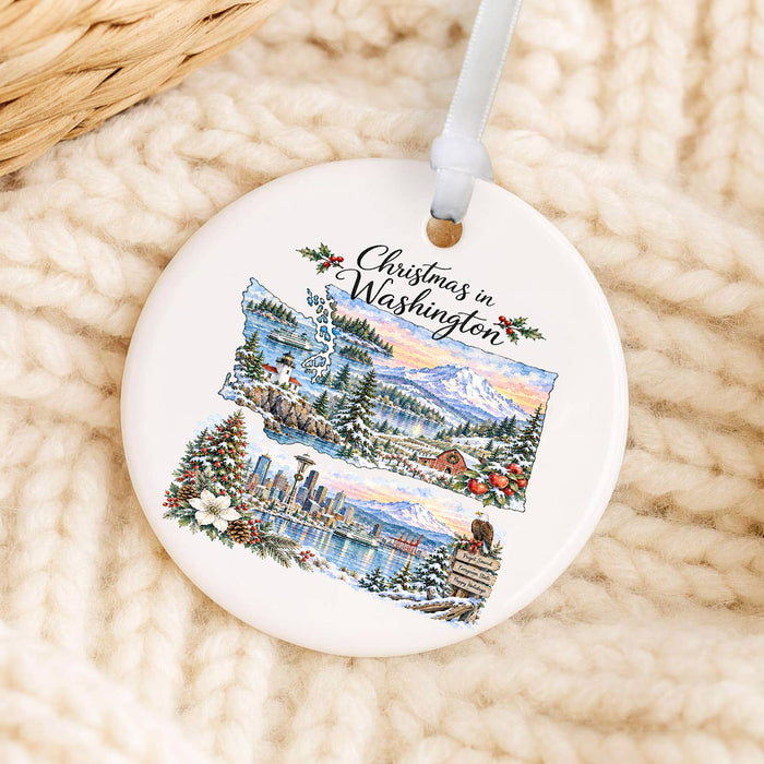 Christmas in Washington State Map Ornament