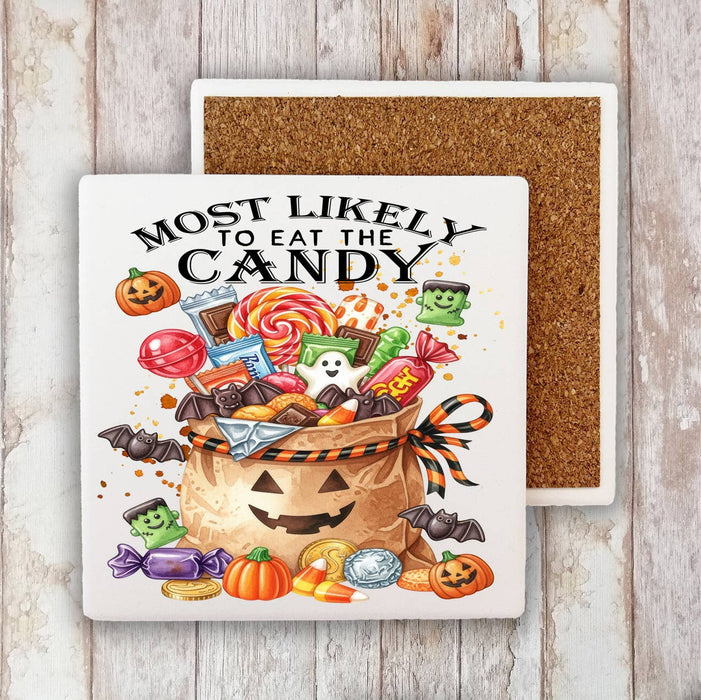 Halloween Most Likely to Eat The Candy Stone Coaster