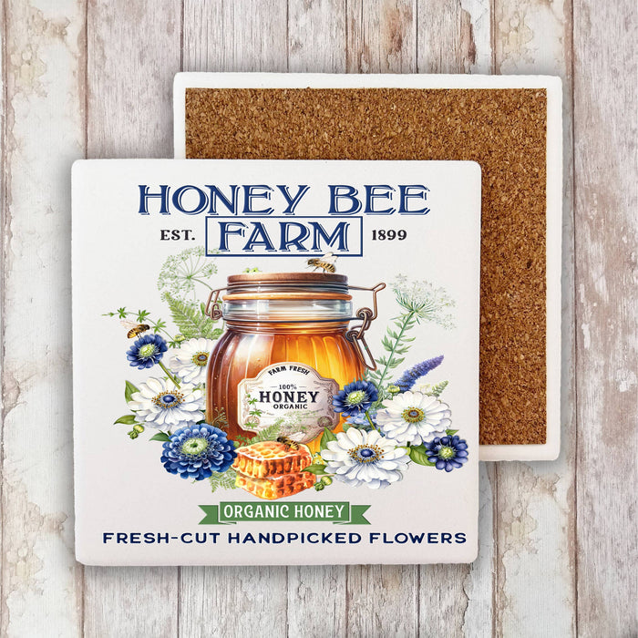 Modern Farmhouse Honey Bee Farm Stone Coaster
