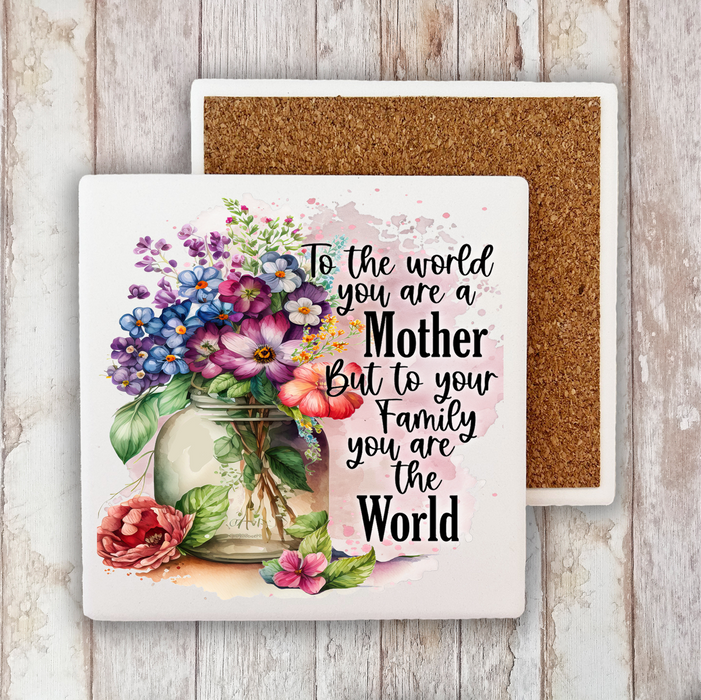 Mother's Day Mother is Our World Stone Coaster