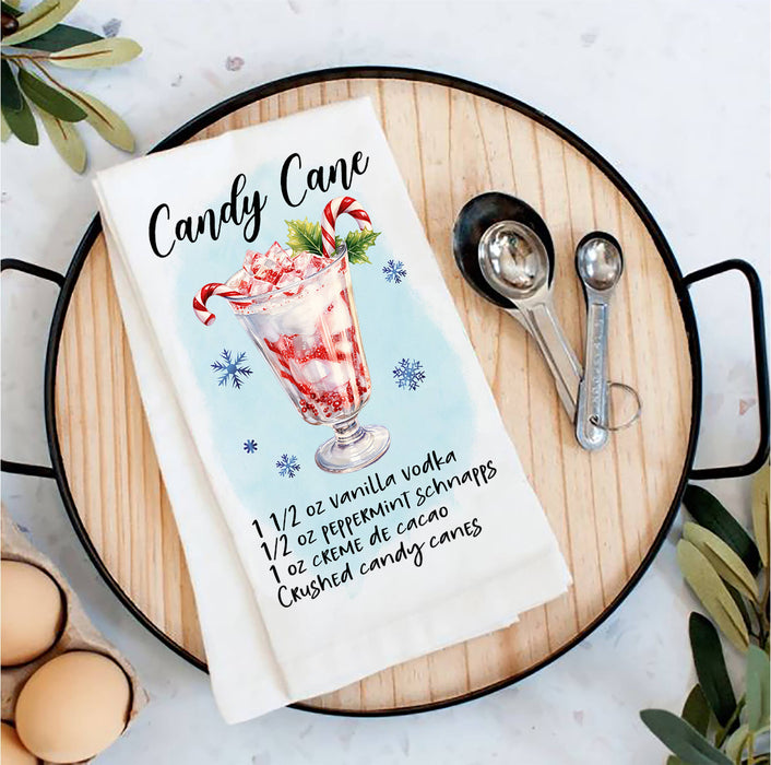Christmas Cocktail Candy Cane Recipe Tea Towel