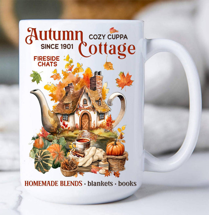 Autumn Fall Tea Cottage Coffee Mug