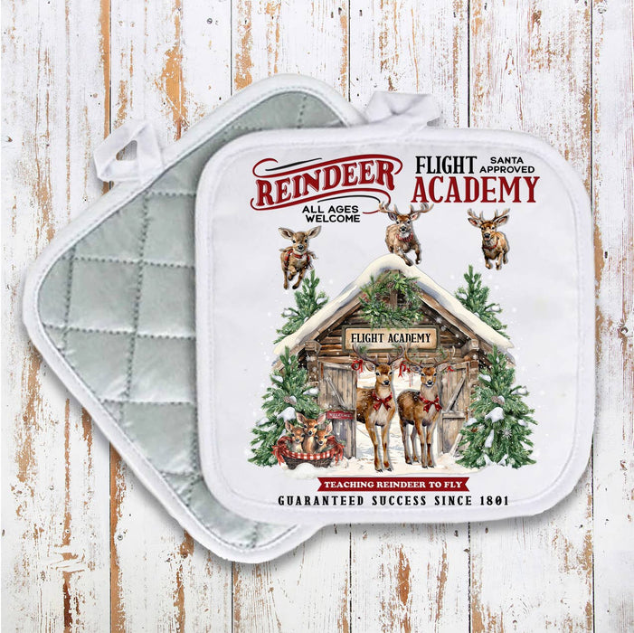Christmas Reindeer Flight Academyt Pot Holder Oven Mitt