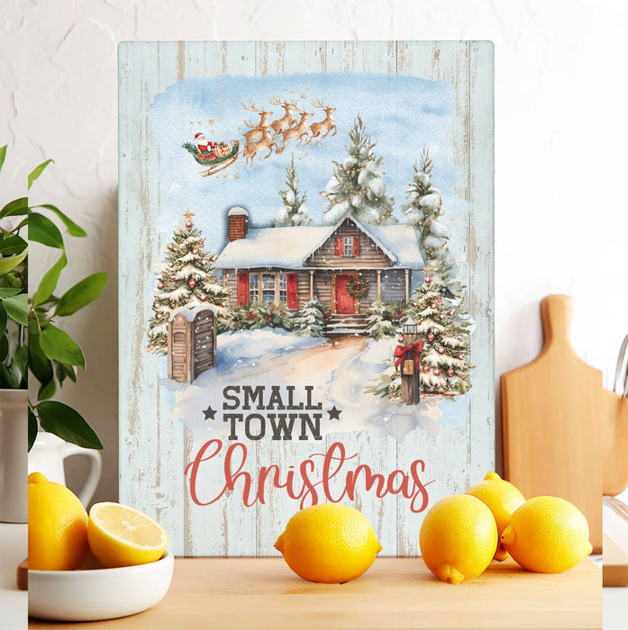 Small Town Christmas Santa Glass Cutting Board