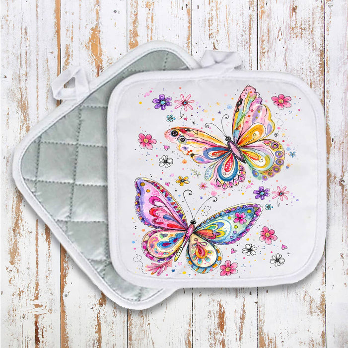 Whimsical Colorful Butterflies Pot Holder