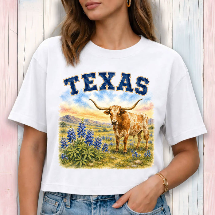 Texas State Bird and Animal Cropped T-Shirt