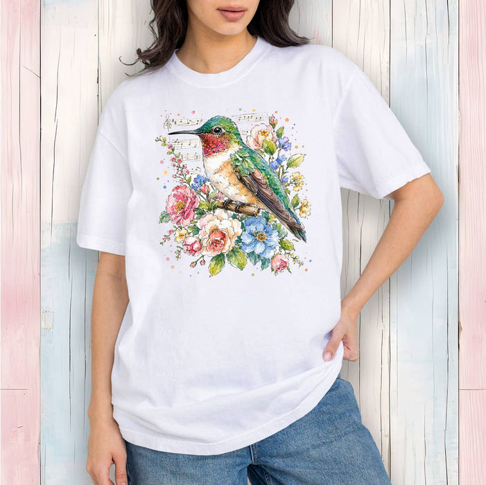 Spring Flowers Hummingbirds Musical T-Shirt