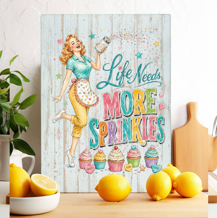 Funny Life Needs More Sprinkles Glass Cutting Board