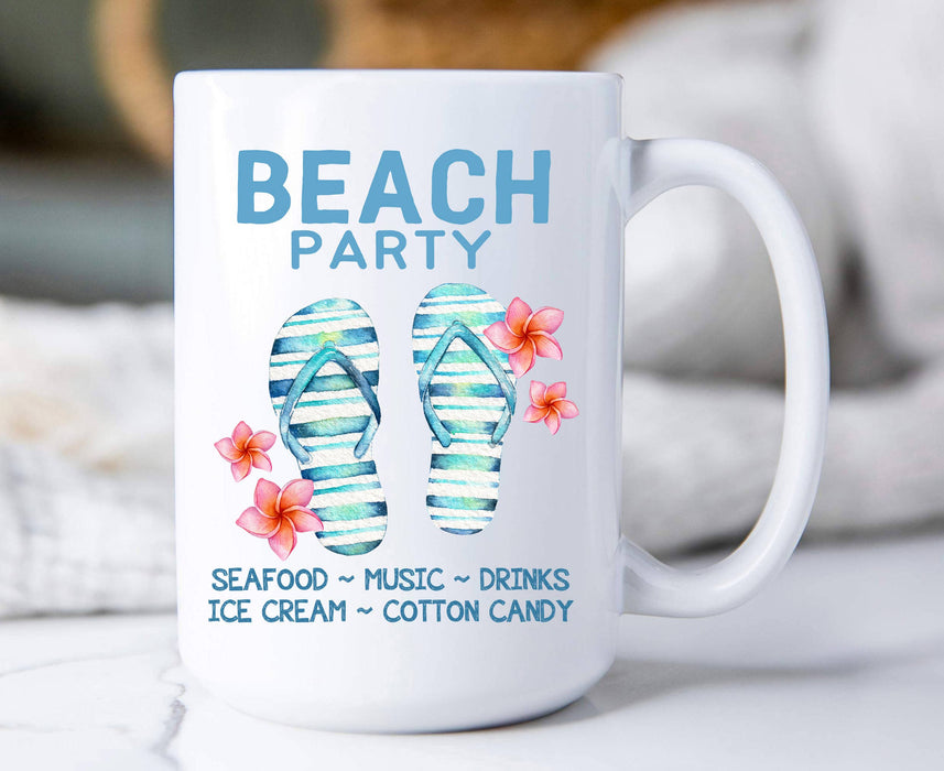 Beach Party Sandals Sand Ocean Coffee Mug