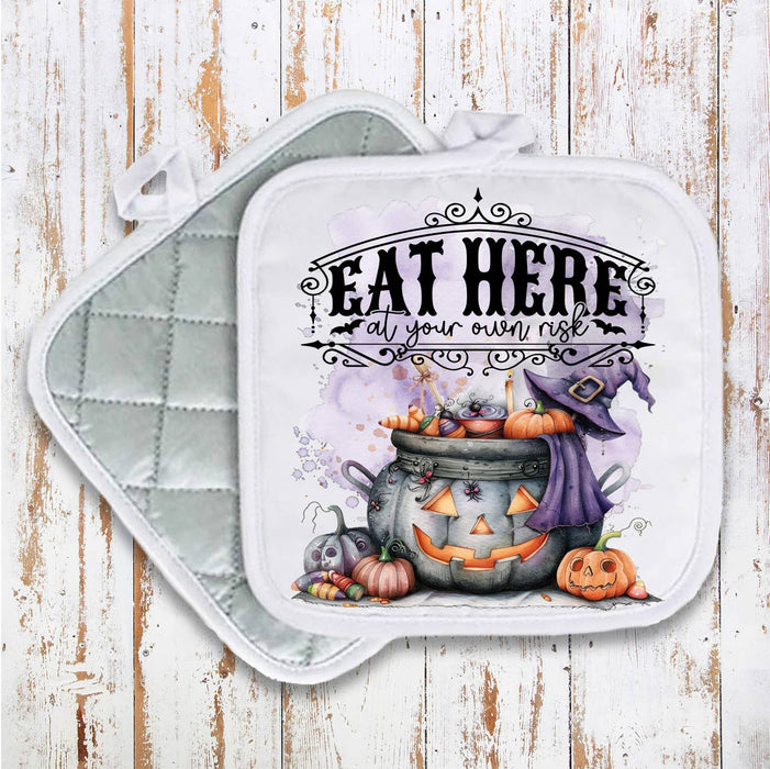 Halloween Eat at your Own Risk Pot Holder