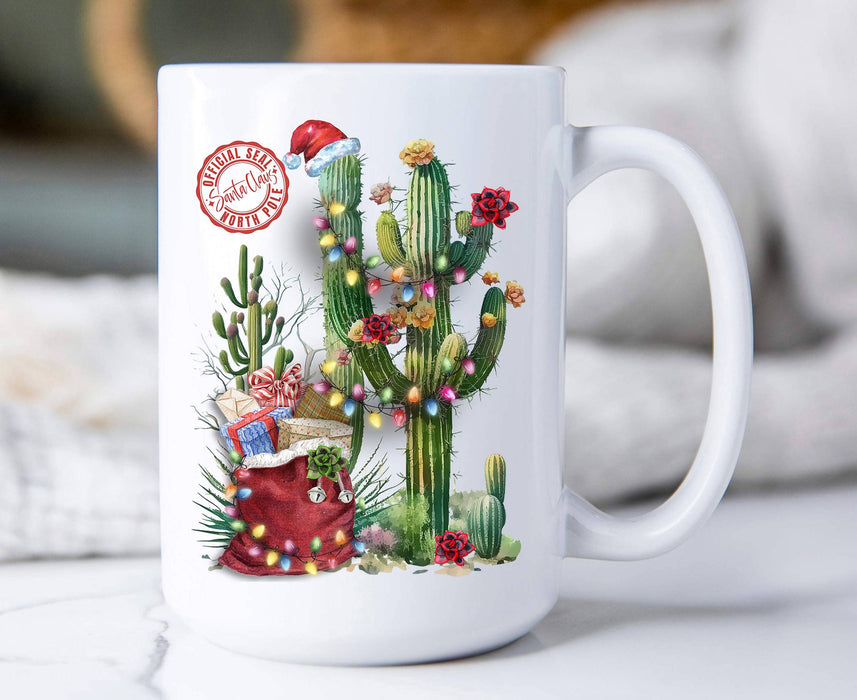 Christmas Santa Saguaro Cactus Western Coffee Mug