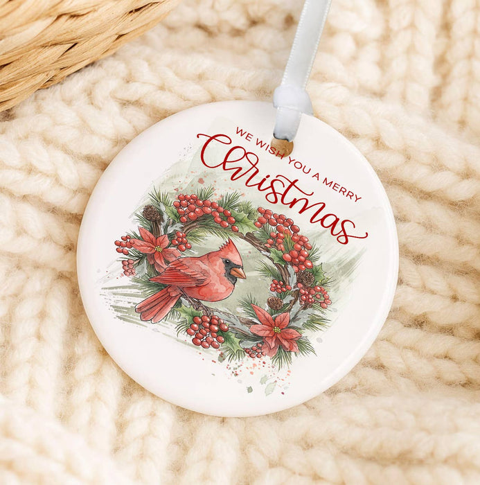 Christmas red Cardinak Wreath Ornament