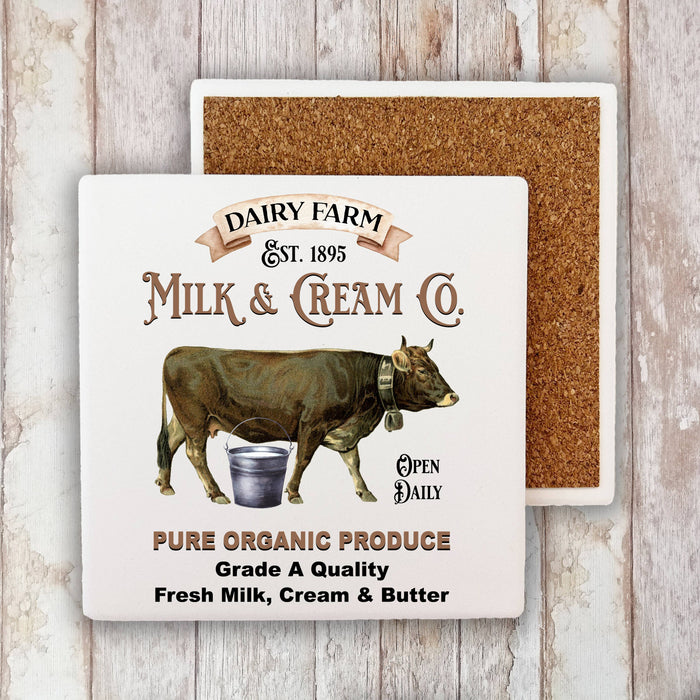 Dairy Farm Milk Cream Cow Stone Coaster