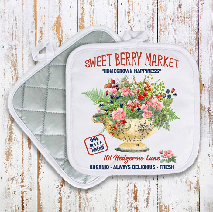 Farmhouse Sweet Blueberry Raspberry Pot Holder Oven Mitt