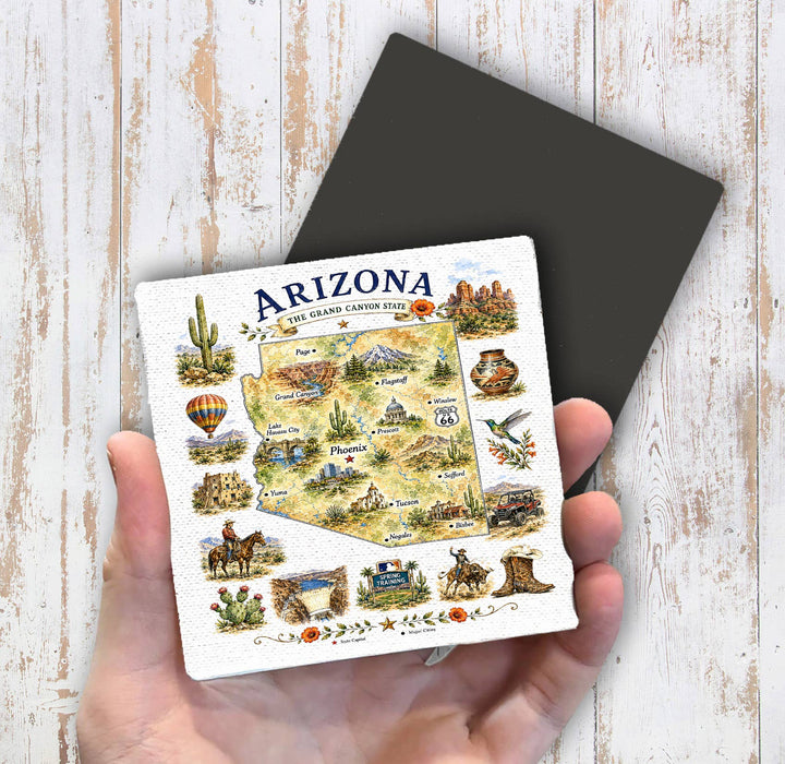 Arizona State Map Landmark Magnet Fridge