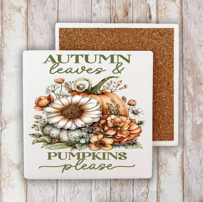 Autumn Leaves Pumpkins Please  Stone Coaster