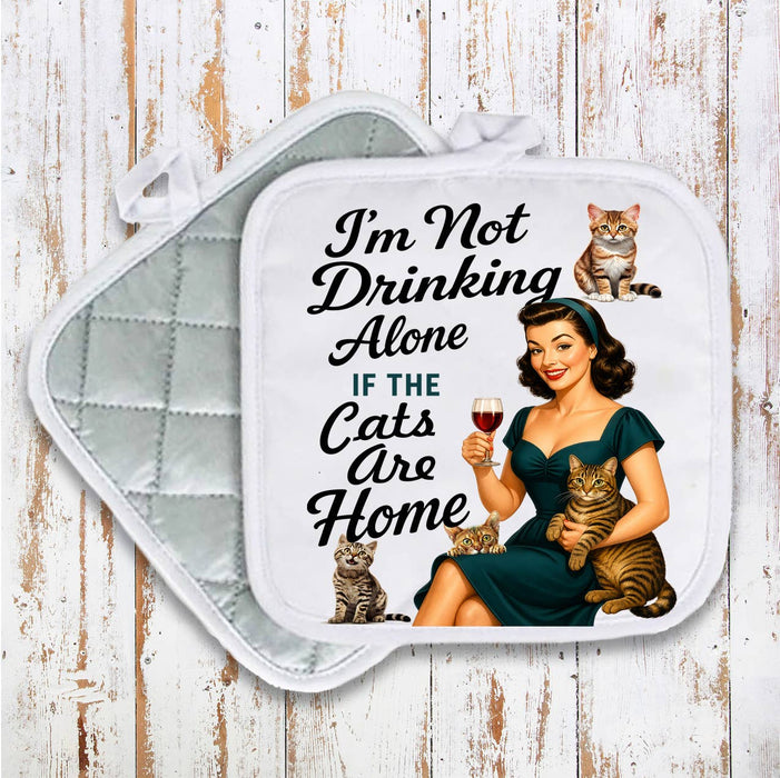 Retro Funny Drinking with Cats Pot Holder
