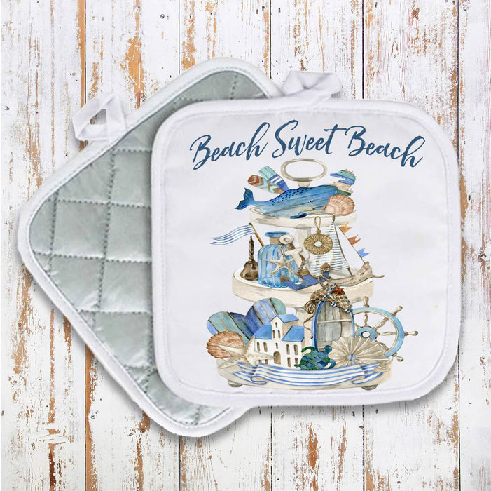 Beach Sweet Beach 3 Tier tray Pot Holder Oven Mitt