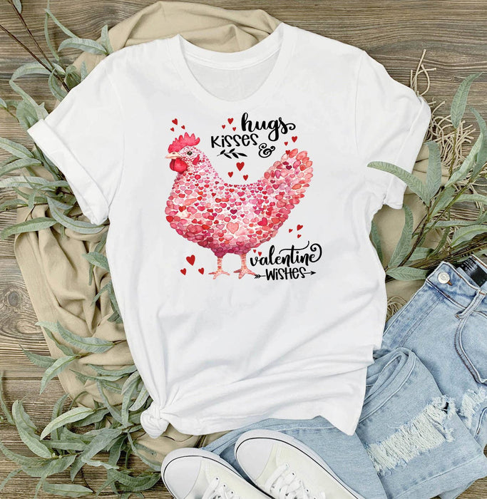 Valentine Chicken Hugs Kisses T-Shirt