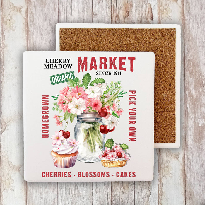 Cherry Meadow Market Country Stone Coaster