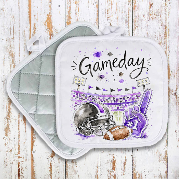 Gameday Football Black & Purple Pot Holder