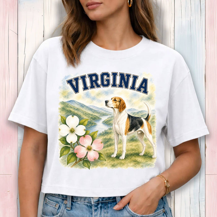 Virginia State Bird and Animal Cropped T-Shirt