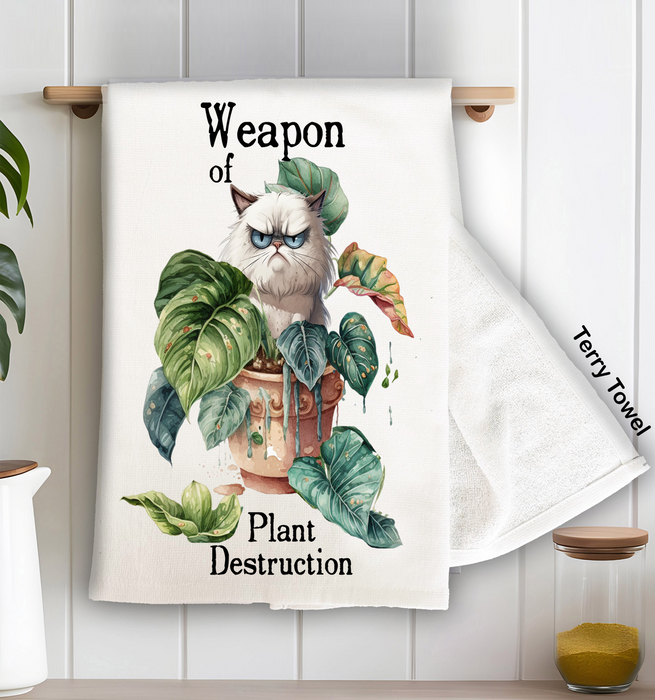 Weapon of Plant Destruction Cat Kitchen Terry Towel