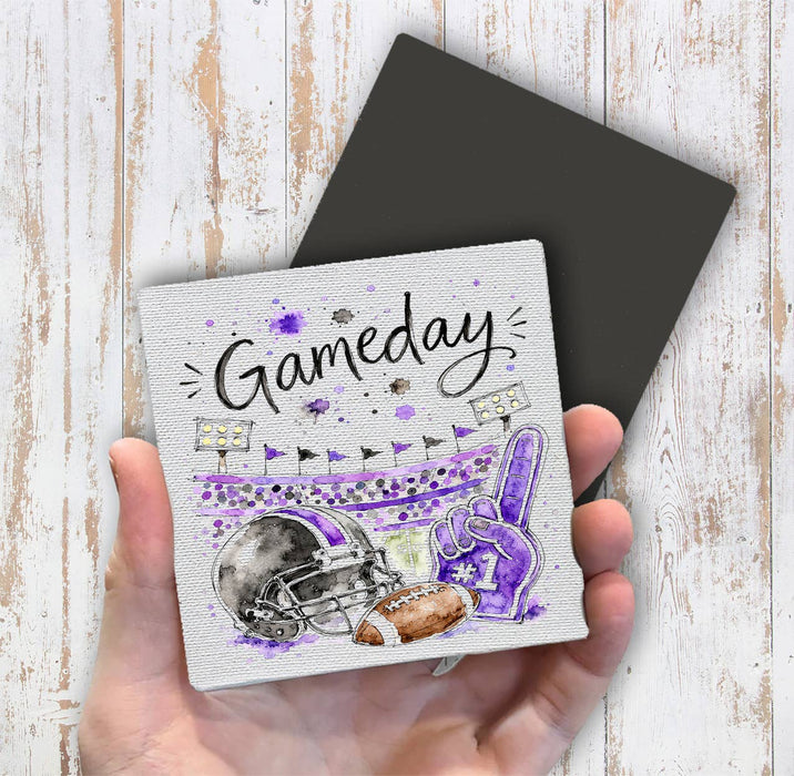 Gameday Football Black & Purple Magnet Fridge