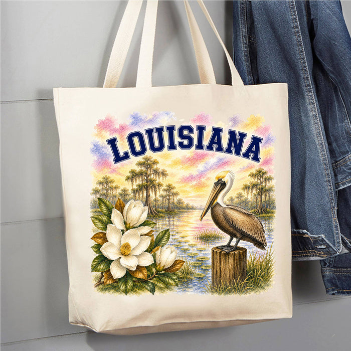Louisiana State Bird and Animal Canvas Tote Bag