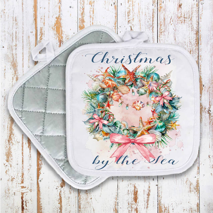Coastal Christmas by the Sea Pot Holder Oven Mitt