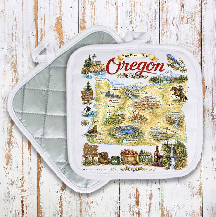 Oregon State Map Landmark Pot Holder
