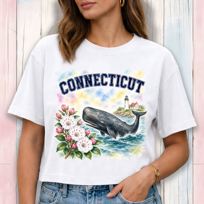 Connecticut State Bird and Animal Cropped T-Shirt