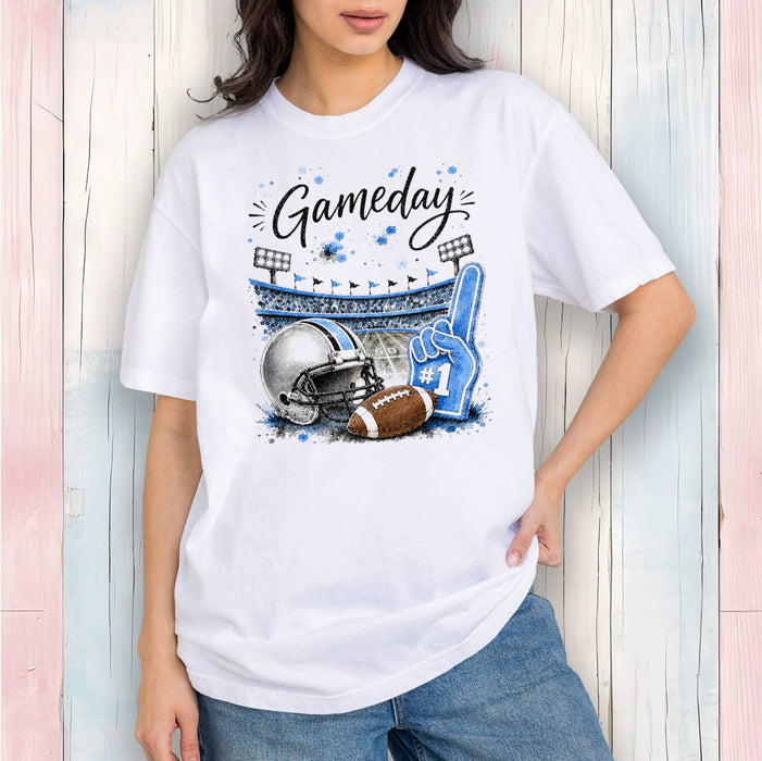 Gameday Football Silver & Light Blue T-Shirt