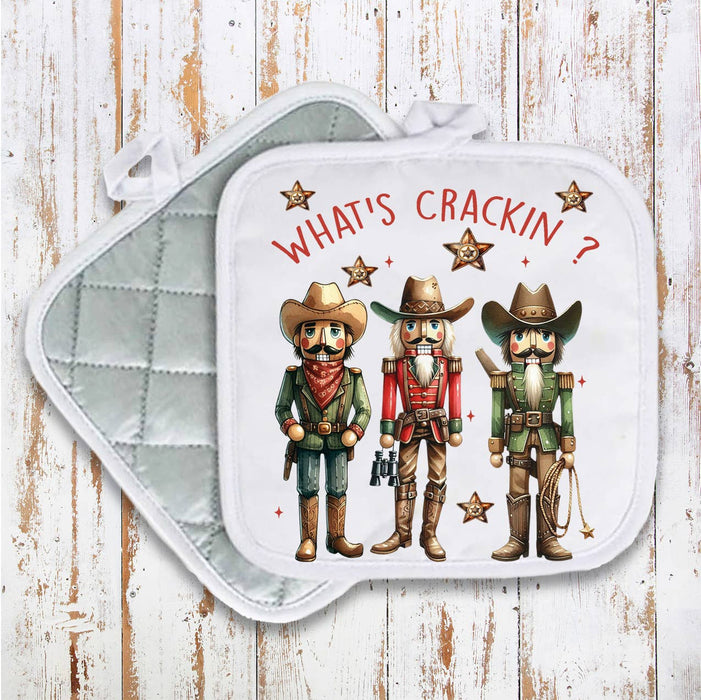 Christmas Western Cowboy Nutcrackers Pot Holder Oven Mitt
