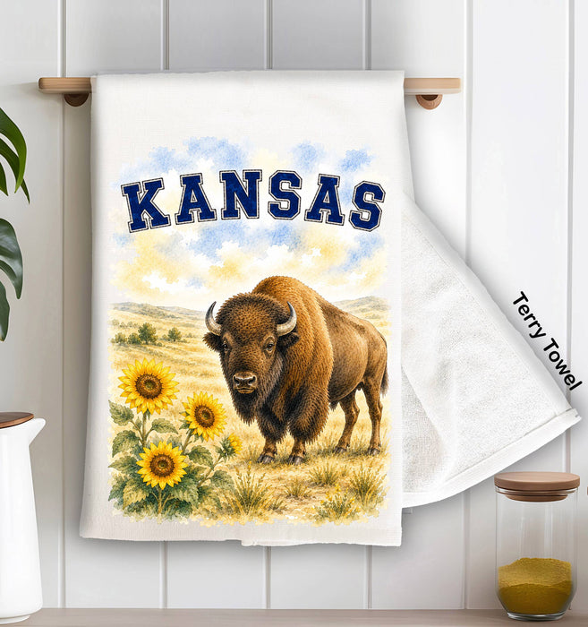 Kansas State Bird and Animal Kitchen Terry Towel